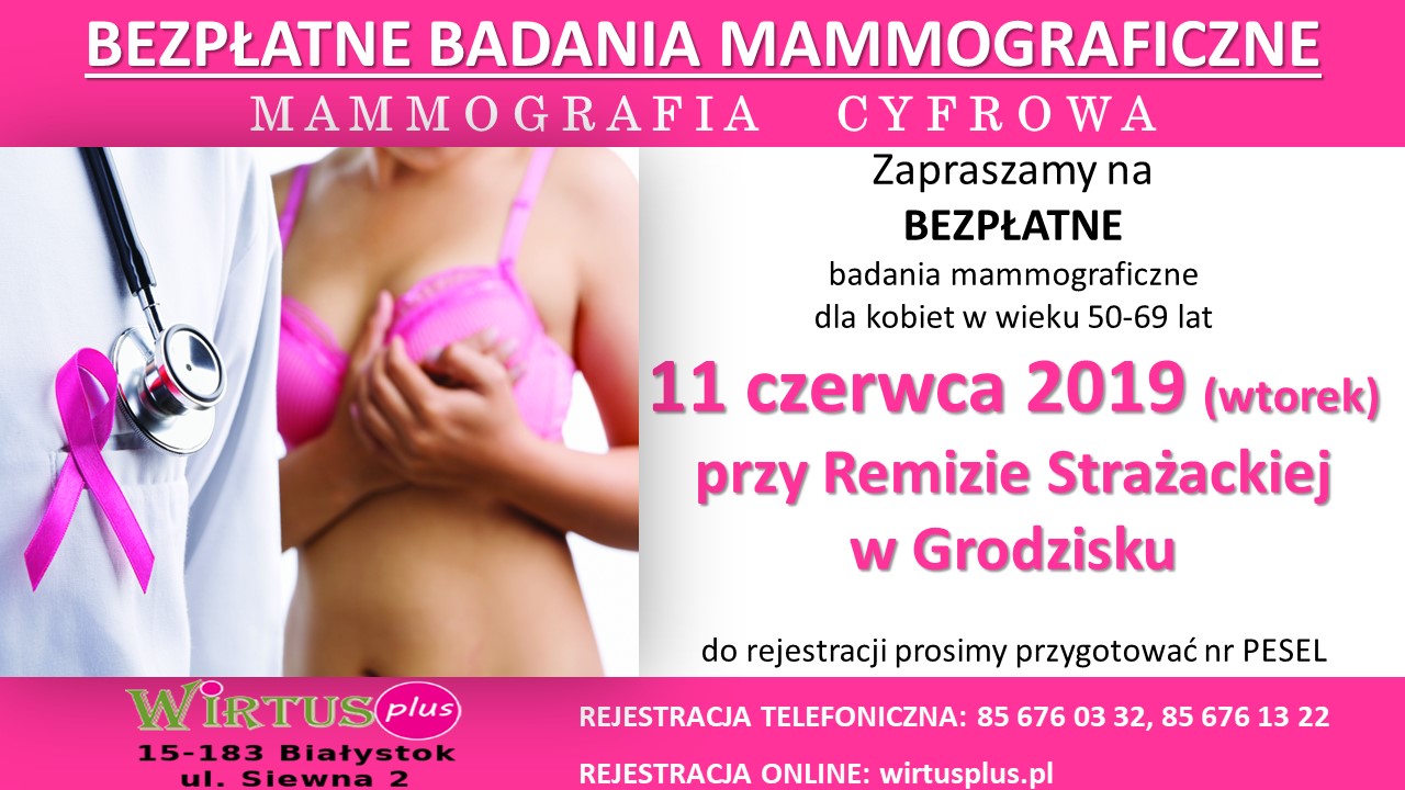 Bezpłatne badania mammograficzne plakat 