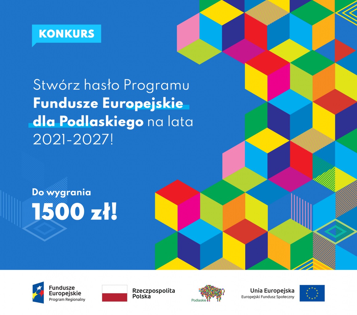 Stwórz hasło programu Fundusze Europejskie dla Podlaskiego na lata 2021-2027 plakat